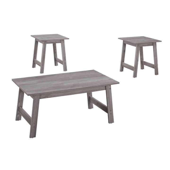 Monarch Specialties I 7932P Table Set, 3pcs Set, Coffee, End, Side, Accent, Living Room, Laminate, Grey, Transitional