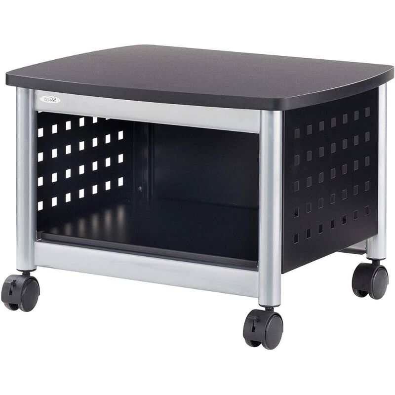 Hivvago Under-Desk Printer Stand Mobile Office Cart in Black and Silver