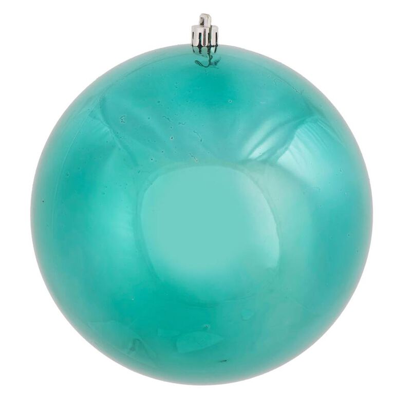 Vickerman 445525 - 6" Teal Shiny Ball Christmas Tree Ornament (4 pack) (N591542DSV) image number 0