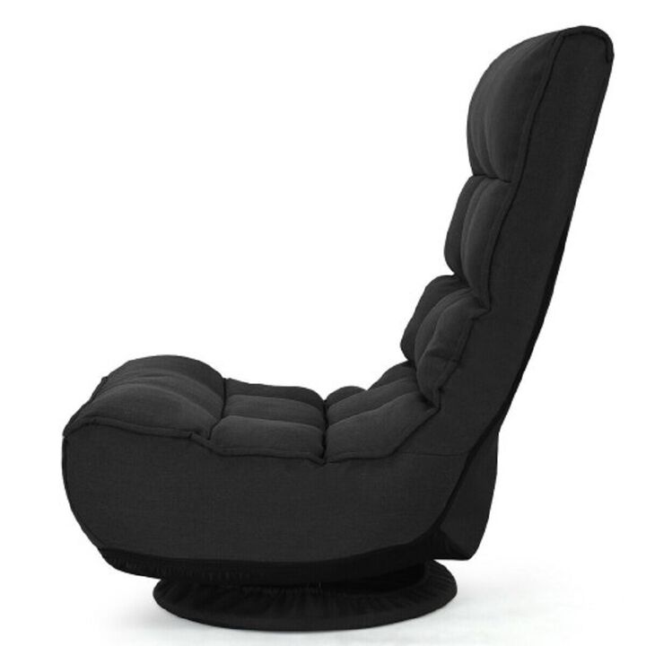 4-Position Adjustable 360 Degree Swivel Folding Floor Sofa Chair for Home