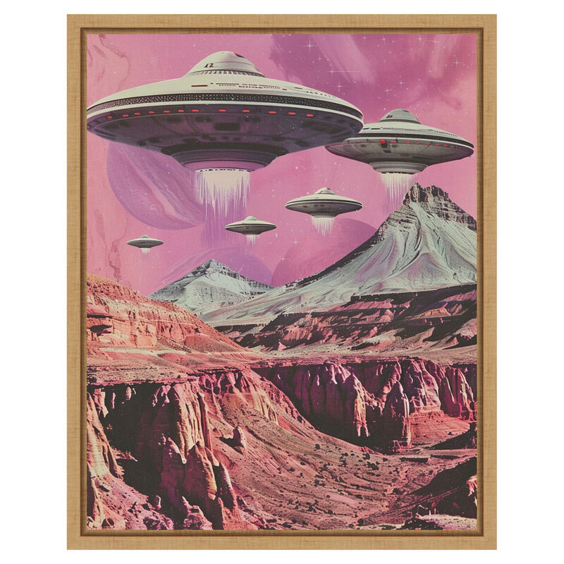 UFOs Canyon Landing by Samantha Hearn Framed Canvas Wall Art