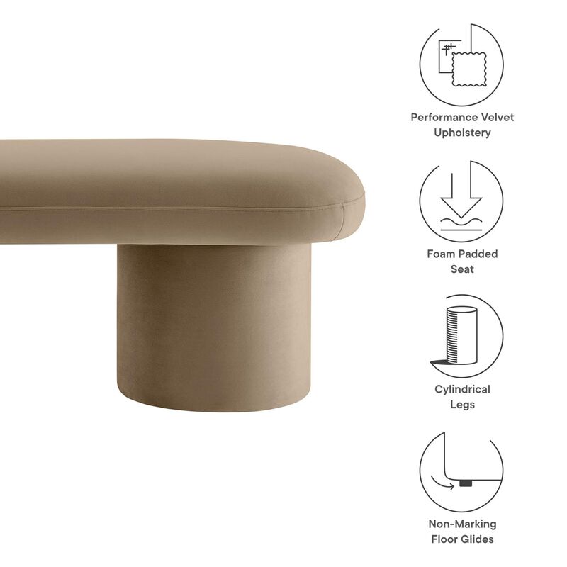 Modway Orla Performance Velvet Upholstered Bench in Taupe image number 3