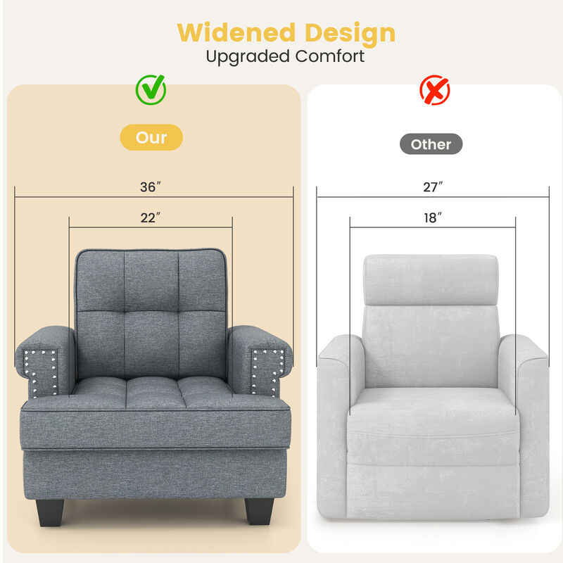Mid-century Modern Accent Armchair Tufted Linen Club Chair