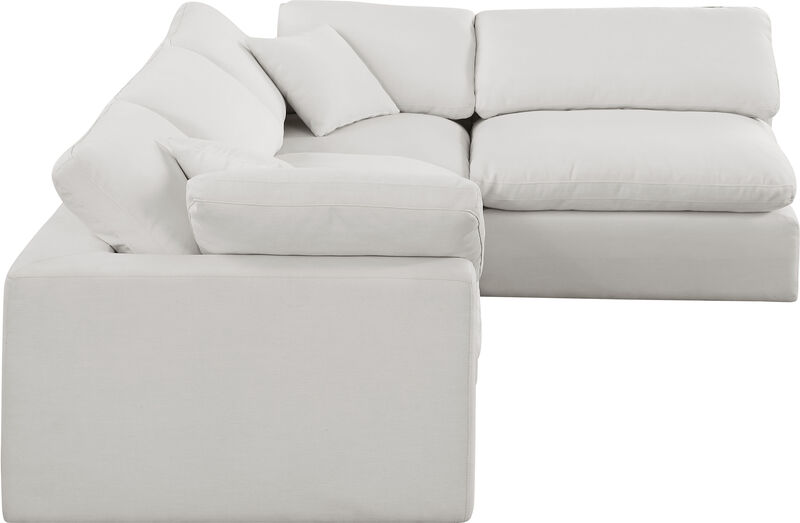 Meridian Furniture Comfy Cream Linen Textured Fabric Modular Sectional