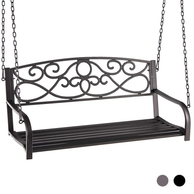 Hivvago Outdoor 2-Person Metal Porch Swing Chair with Chains