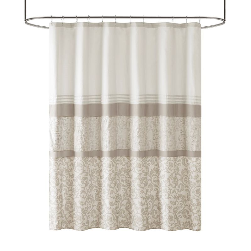 Gracie Mills McConnell Printed Embroidered Peiced Shower Curtain image number 1