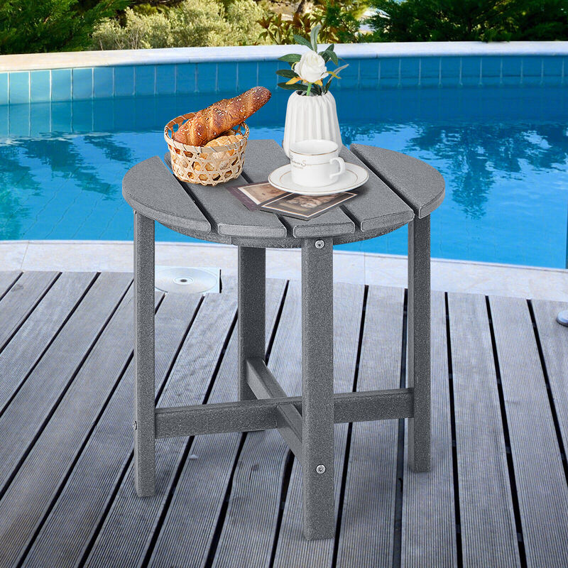 Round Adirondack Side Table Weather Resistant for Patio Deck or Garden image number 3