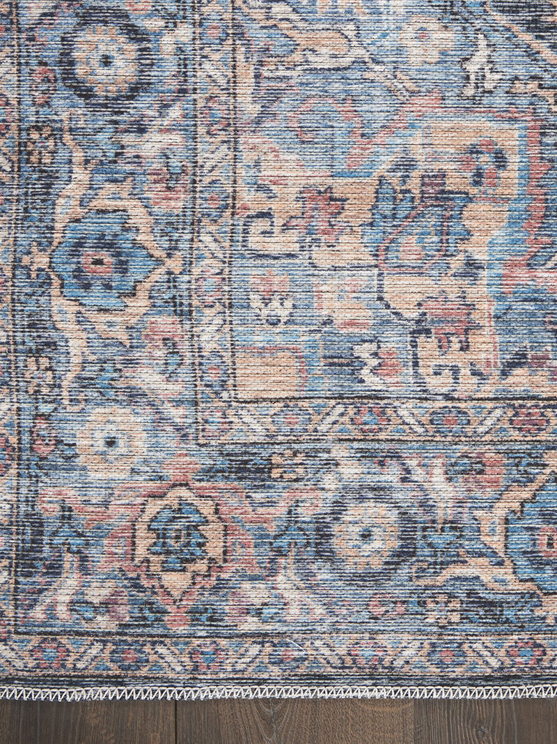 Machine Washable Series 1 SR101 Light Blue/Multicolor 2' x 6' Rug