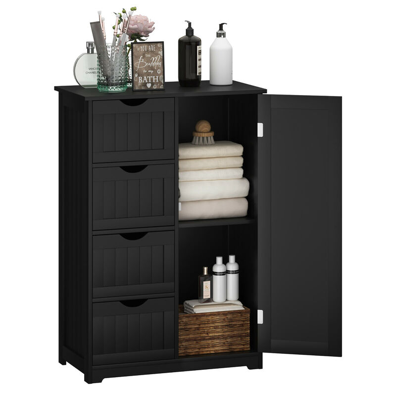 Costway 4 Drawer Freestanding Bathroom Floor Cabinet Adjustable Storage Cupboard