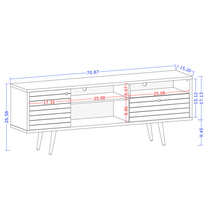 Liberty Extra Large TV Stand in Brown and White
