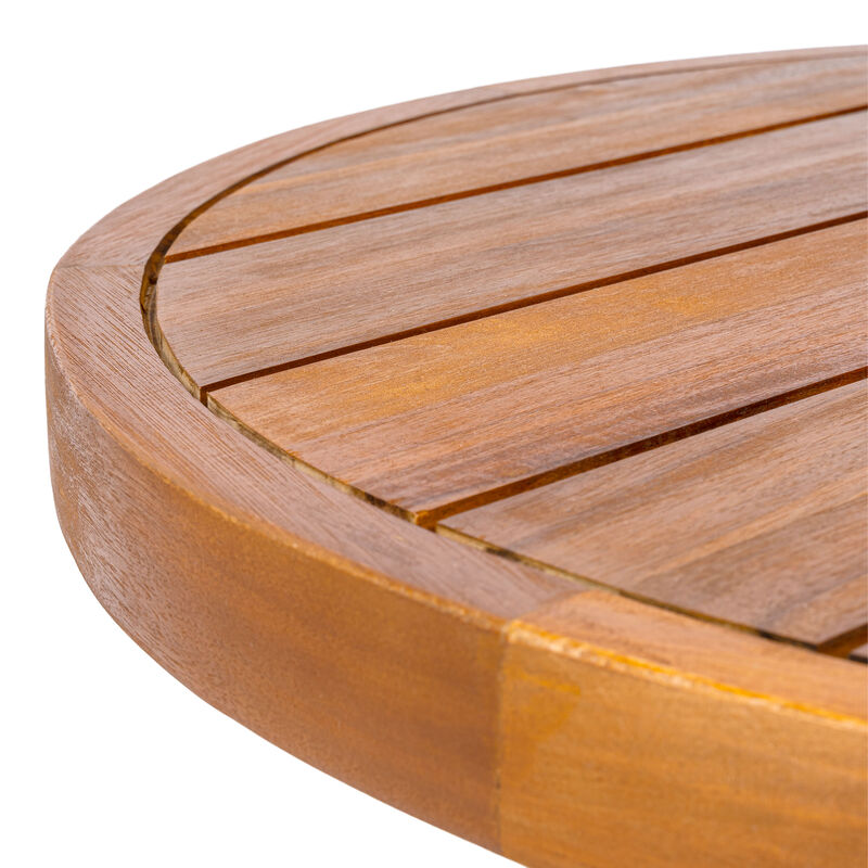 Solanya Modern Coastal Acacia Wood Indoor/Outdoor Pedestal Base Round Coffee Table image number 4