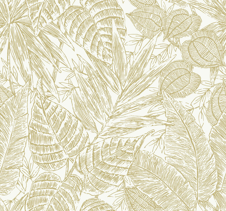 Brentwood Yellow Palm Leaves Wallpaper