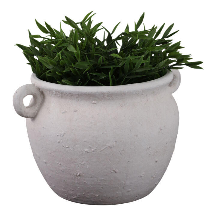 10" Textured Stoneware Jug Planter, White