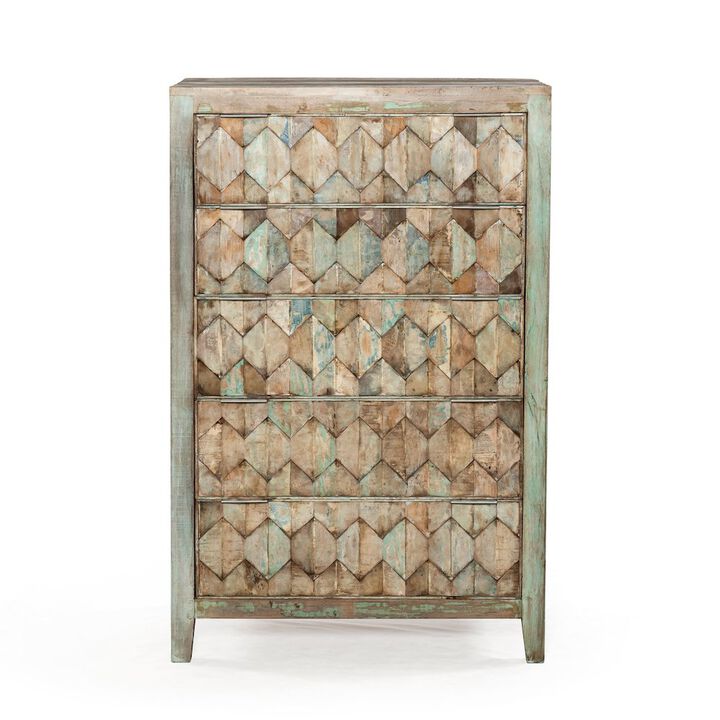 World Interiors Cordoba Tall Chest with Vintage Teal Finish