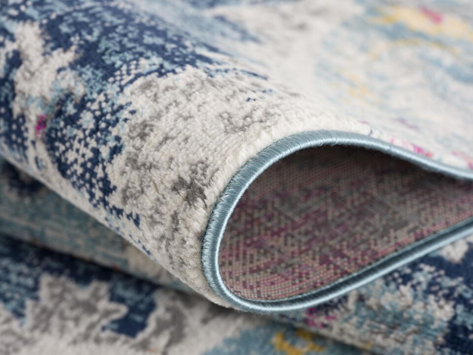 Rug Branch Anara Traditional Floral Medallion Blue Grey Indoor Round Area Rug