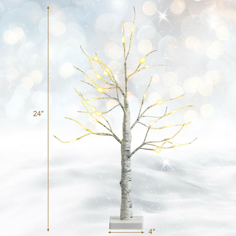 Pre-lit White Twig Birch Tree Battery Powered for Christmas Holiday
