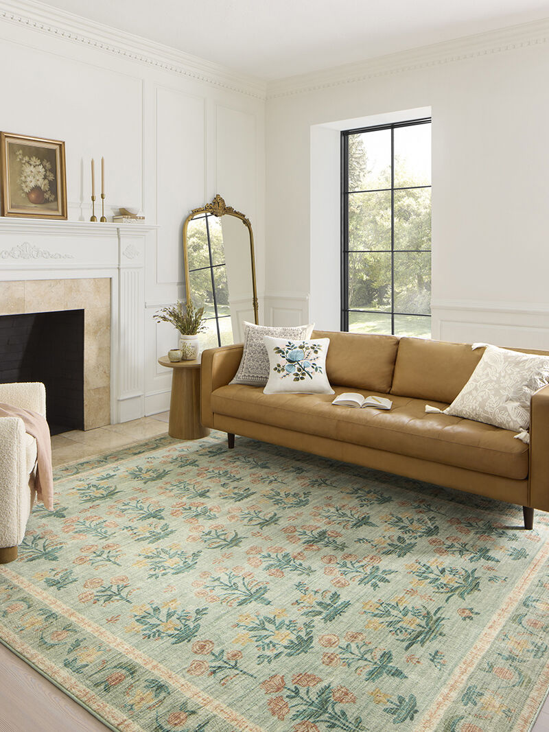 Eden Mughal Rose Moss 2'6" x 11'6" Runner Rug