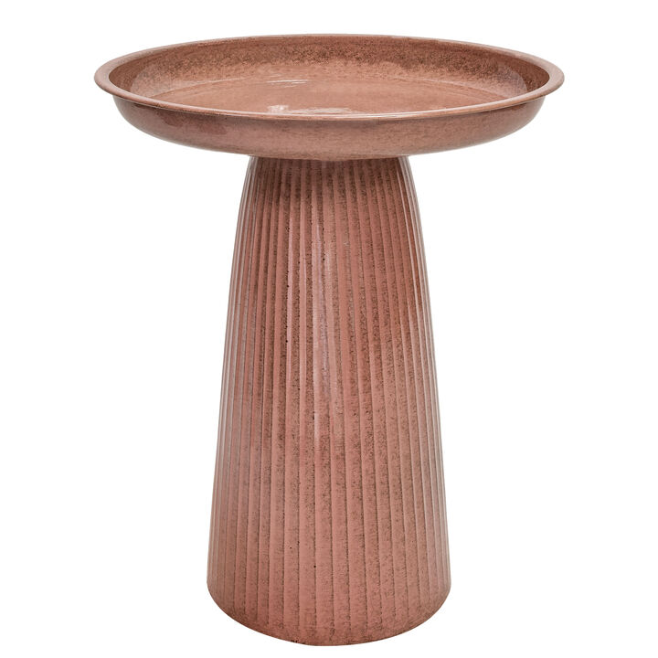 Glazed Gleeful Garden Metal Outdoor Bird Bath
