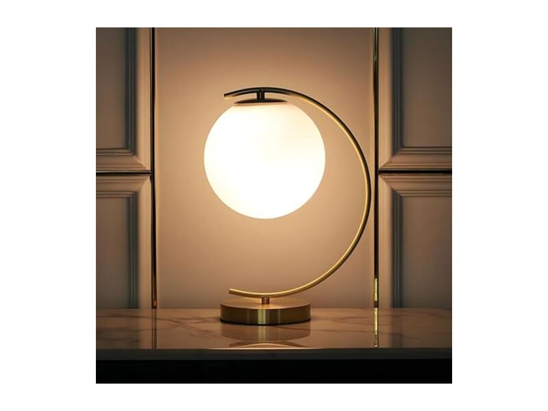 Modern Mid Century Metal Glass Moon Desk Lamp For Living Room Bedroom Office image number 3