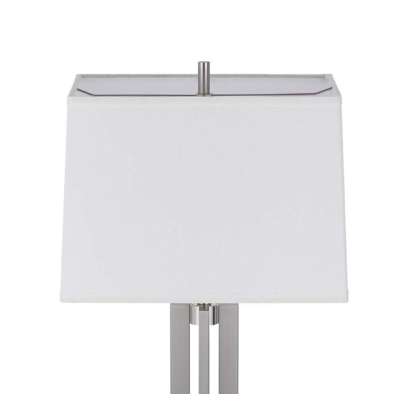 Liam Table Lamp, White Drum Shade, 30 Inch Brushed Steel Footed Base image number 5