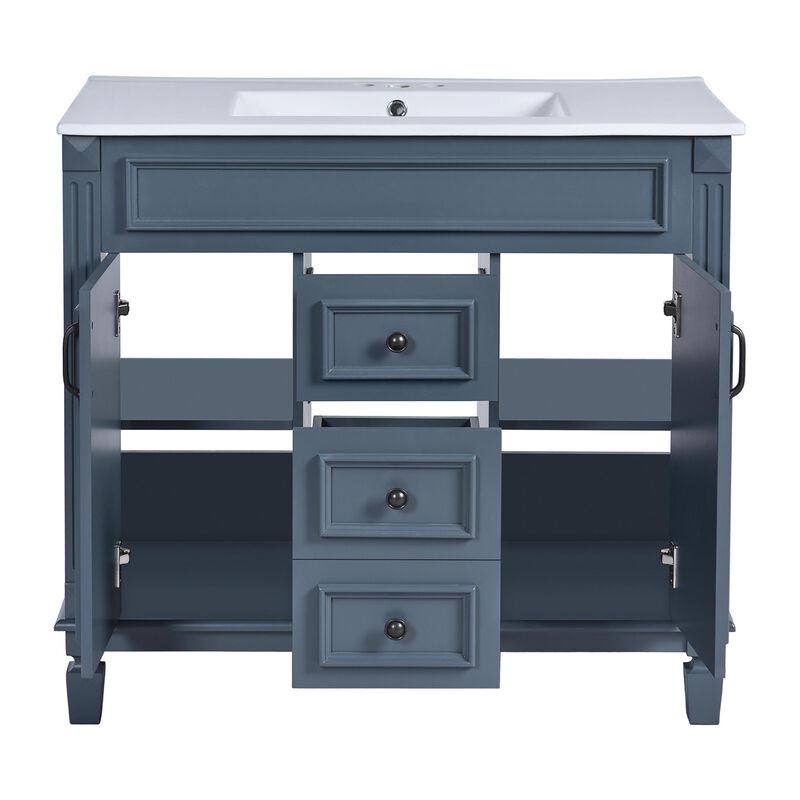 36 in. W Modern Bathroom Vanity with Sink and Top, 2 Soft-Close Doors and Storage Cabinet image number 5