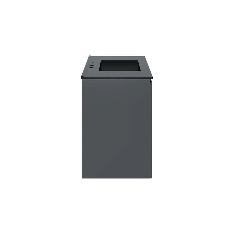 Modway Bryn 36" Modern Wood/Ceramic Wall-Mount Bathroom Vanity in Gray/Black image number 2