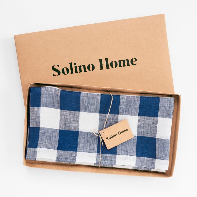 Solino Home 100% Pure Linen Table Throw - Buffalo Check