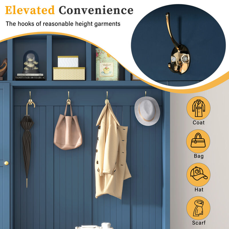 Merax 4-in-1 Entryway Hall Tree with Storage Bench, Hanging Hooks, Open Cubbies & Drawers image number 5