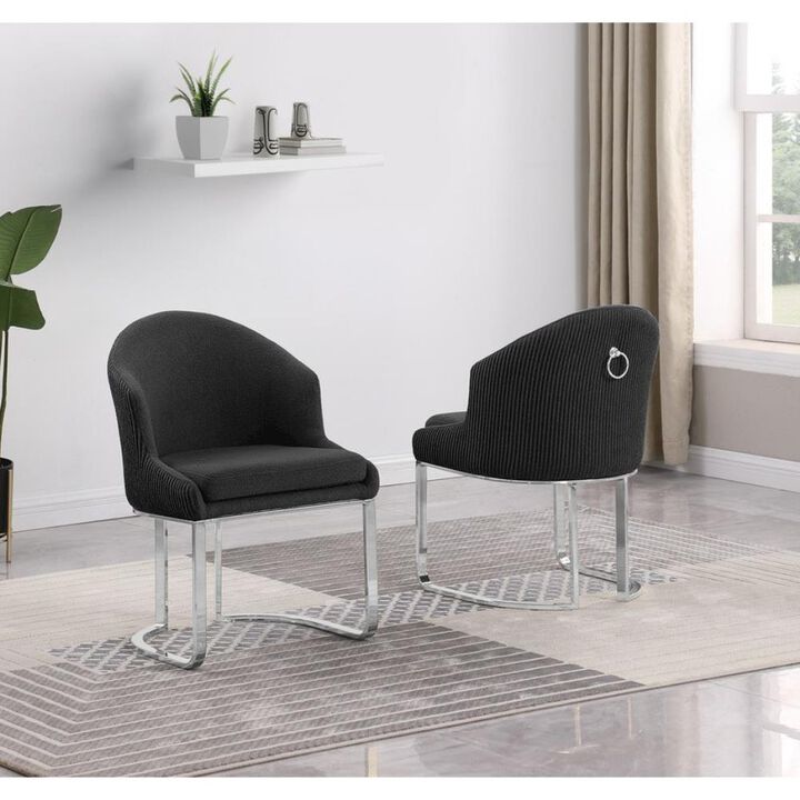 Best Quality Furniture Black With Silver Side Chairs, Set Of Two
