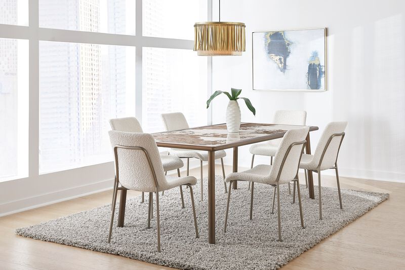 Tulum Stone Top Dining Table with Bronze Metal Base