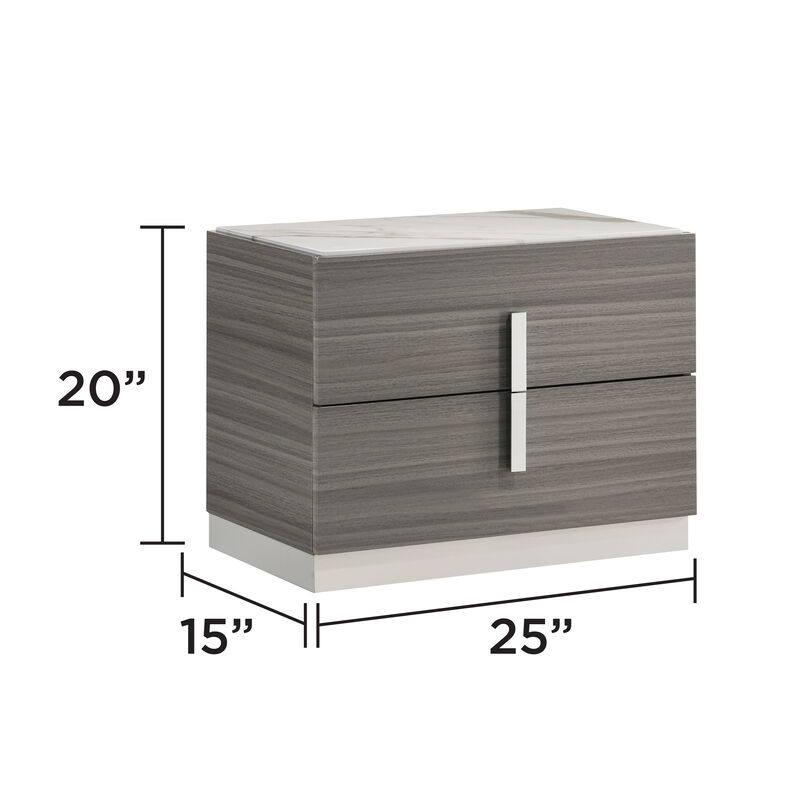 Celvessiq Marble-Top 2-Drawer Nightstand image number 2