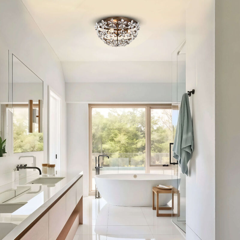 Amila 3-Light Bronze Glam Daisy Flower Crystal Blossom Flush Mount image number 4