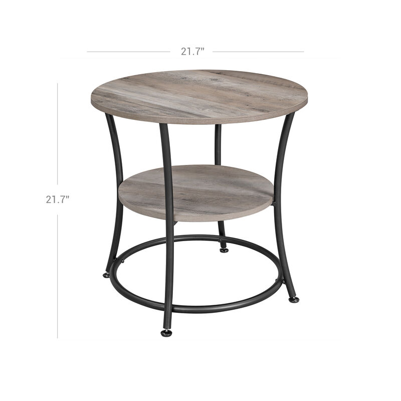 Small Round End Table with 2 Shelves &ndash; Ideal for Compact Living Spaces or Minimalist Interiors
