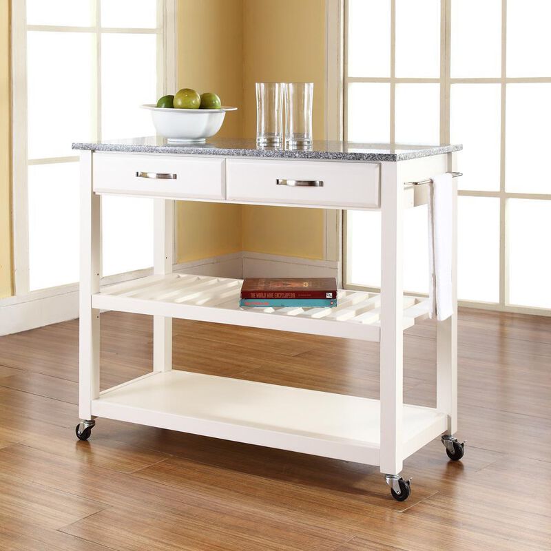 Granite Top Kitchen Prep Rolling Cart