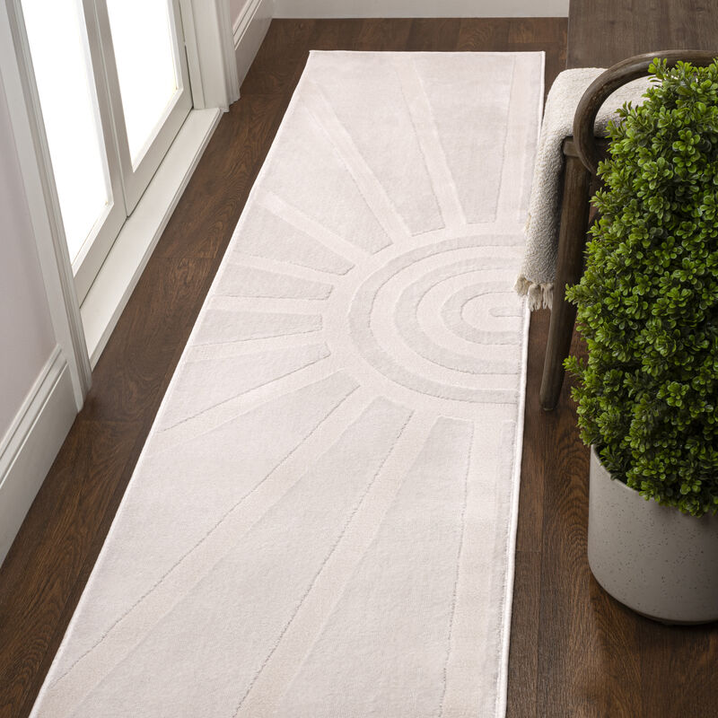 Aelius MidCentury Scandinavian Abstract Sun Two-Tone High-Low Area Rug