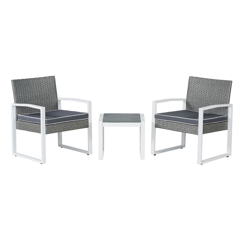 Selby 3-Piece Modern Coastal Faux Wicker Conversation Outdoor Patio Set