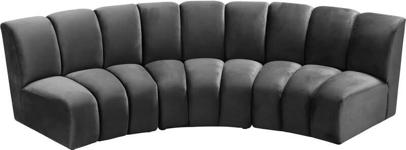Meridian Furniture Infinity Grey Velvet 3pc. Modular Sectional image number 4