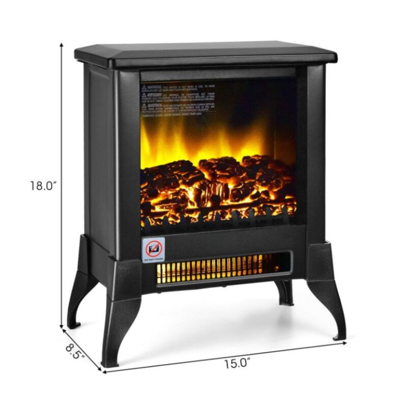 Hivvago Compact Portable Space Heater with Realistic Flame Effect-Black