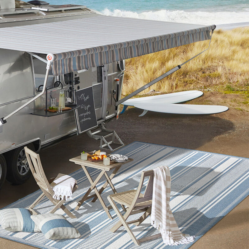 Haynes Modern Double Stripe Indoor/Outdoor Area Rug