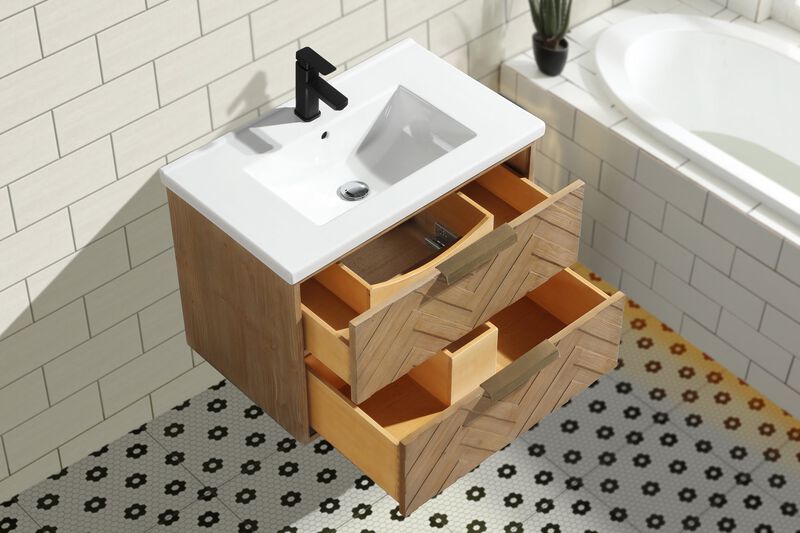 Carlsbad 30" Floating Bathroom Vanity Weathered Fir image number 3
