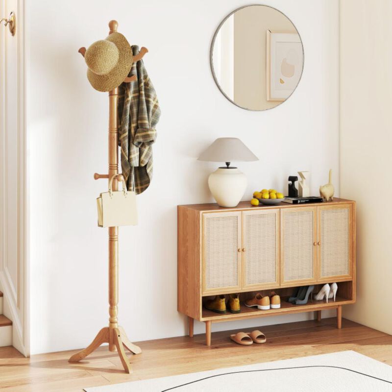 Hivvago Solid Wood Hall Tree with 11 Hooks and 3 Height Options for Entryway