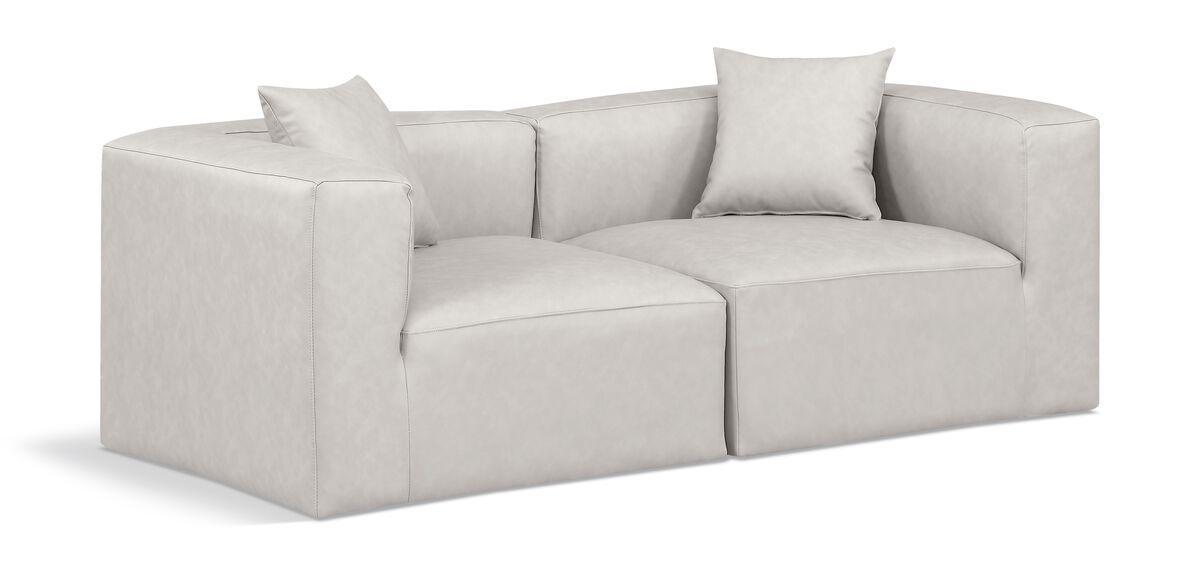 Meridian Furniture Cube Cream Vegan Leather Modular Sofa