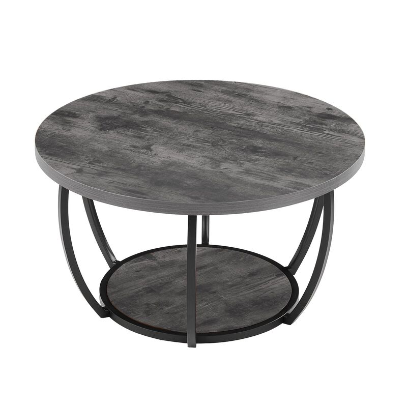 Modern Round Coffee Table with Open Storage Shelf for Living Room image number 0