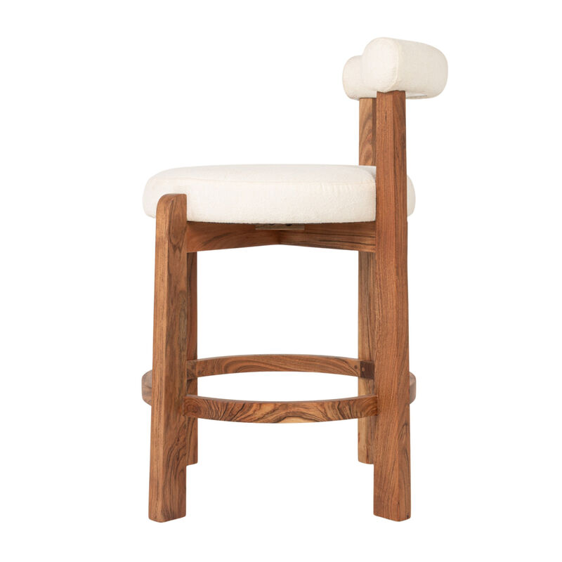 Acacia Wood & Boucle Counter Height Bar Chair image number 6