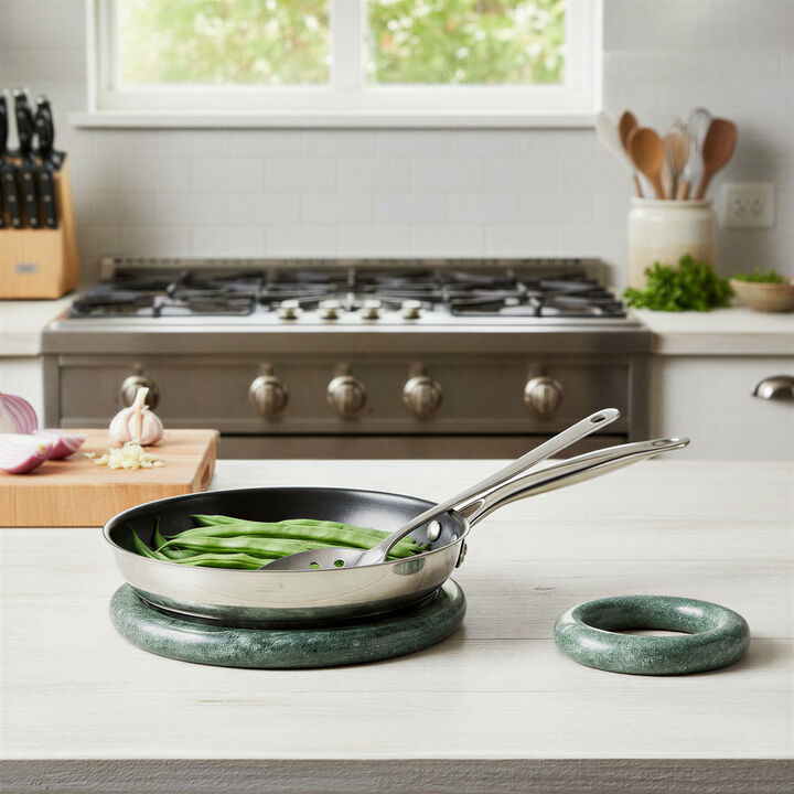 Green Marble Trivets, Set of 2