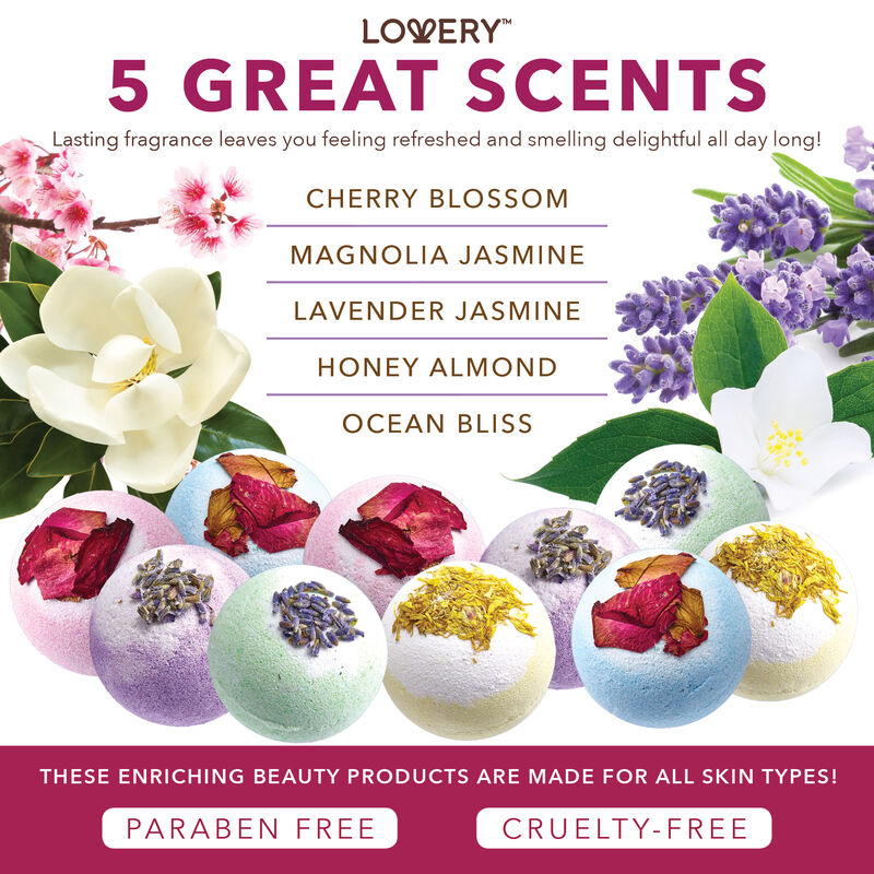 Lovery Bath Bombs Gift Set - 10 XL Bath Fizzies with Shea & Coco Butter image number 1
