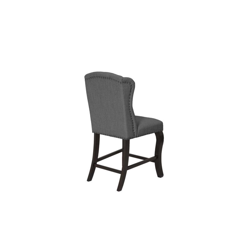 Best Quality Furniture Counter Height Upholstered Side Chairs With Tufted Buttons And Nailhead Trim