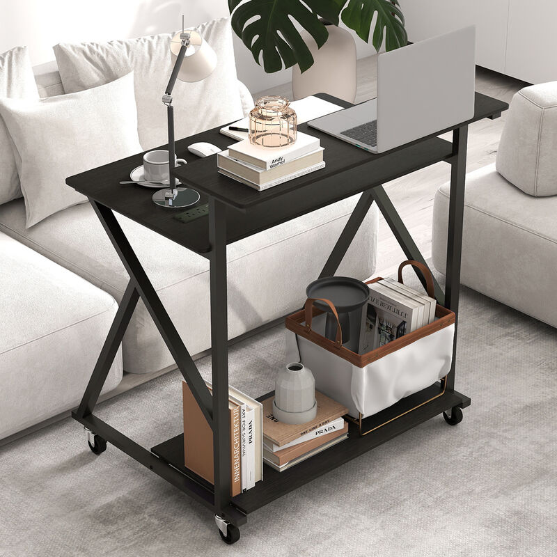 Compact Rolling Computer Desk with Power Outlets for Small Spaces image number 5