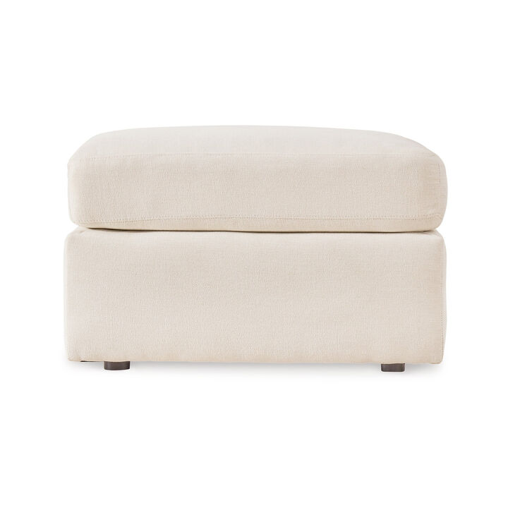 Meso Oversized Square Ottoman, Oyster Ivory Nuvella Polyester, 32 Inch - Benzara