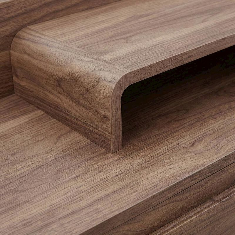 Brown wood TV stand with spacious surface and sturdy design image number 5